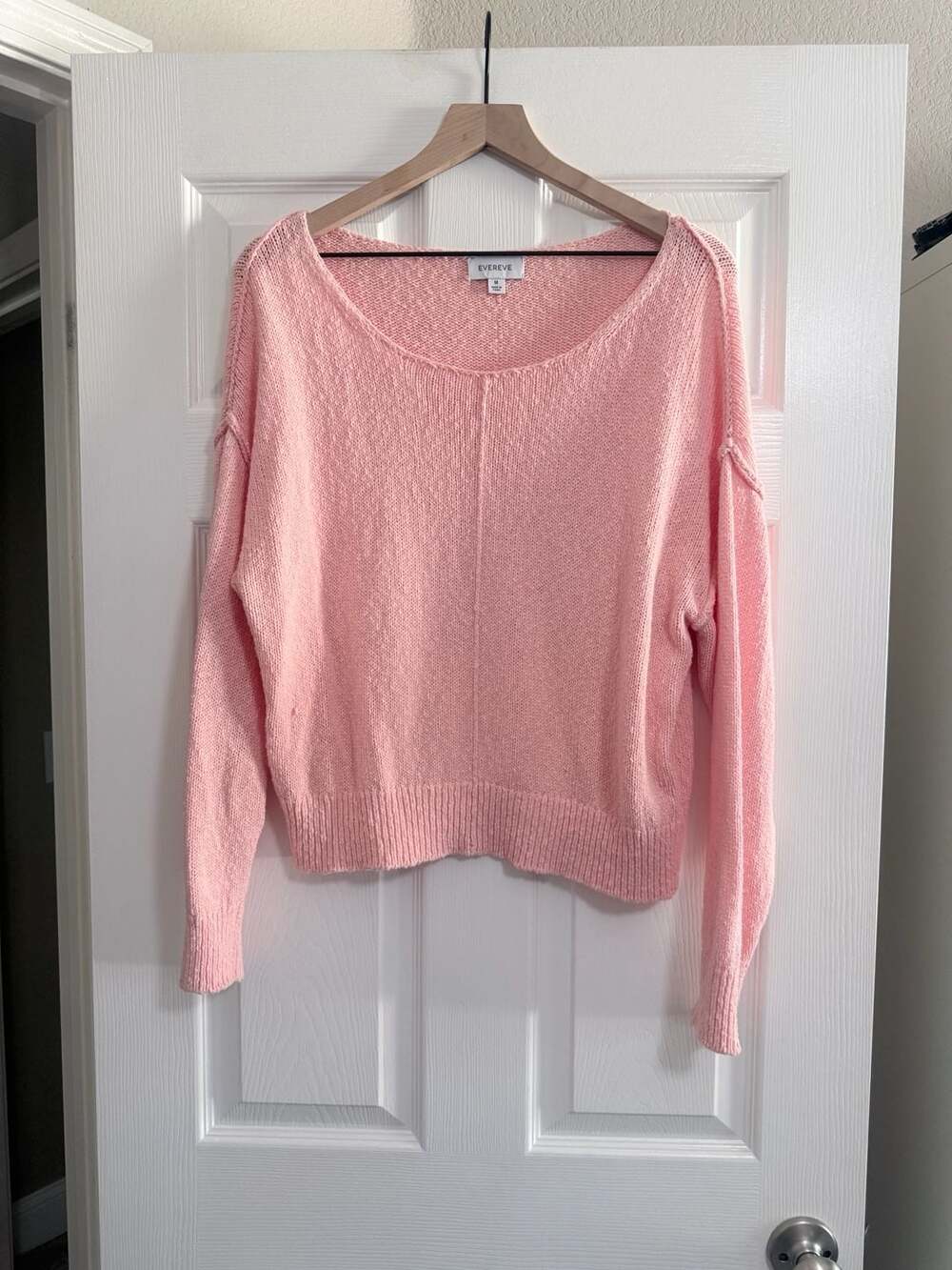 Evereve Pink 100% Cotton Scoop Neck Knit Sweater Size M